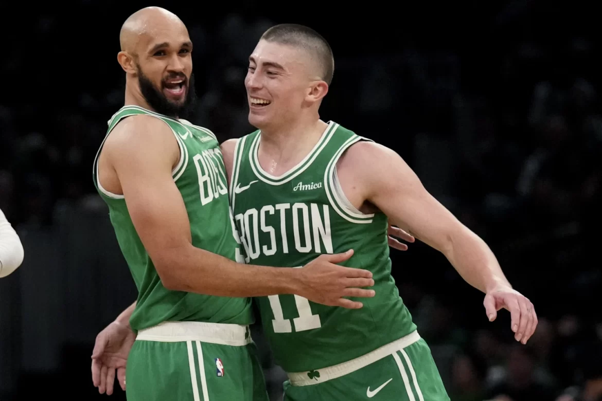 "Celtics vencen Trail Blazers Pritchard White triples"