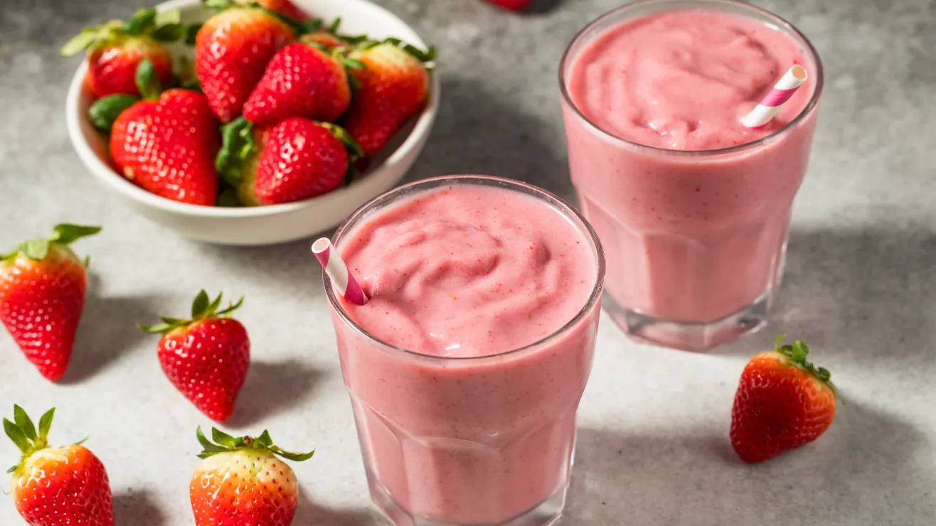 Batido fresa almendras colágeno piel